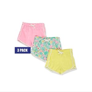 Dreamstar Girls' 3-Pack Varsity Shorts - pink/mint/yellow